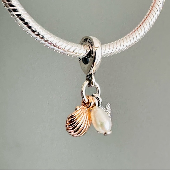 Pandora fresh cultured white pearl, starfish & sea shell charm /pandora bracelet - Picture 5 of 8